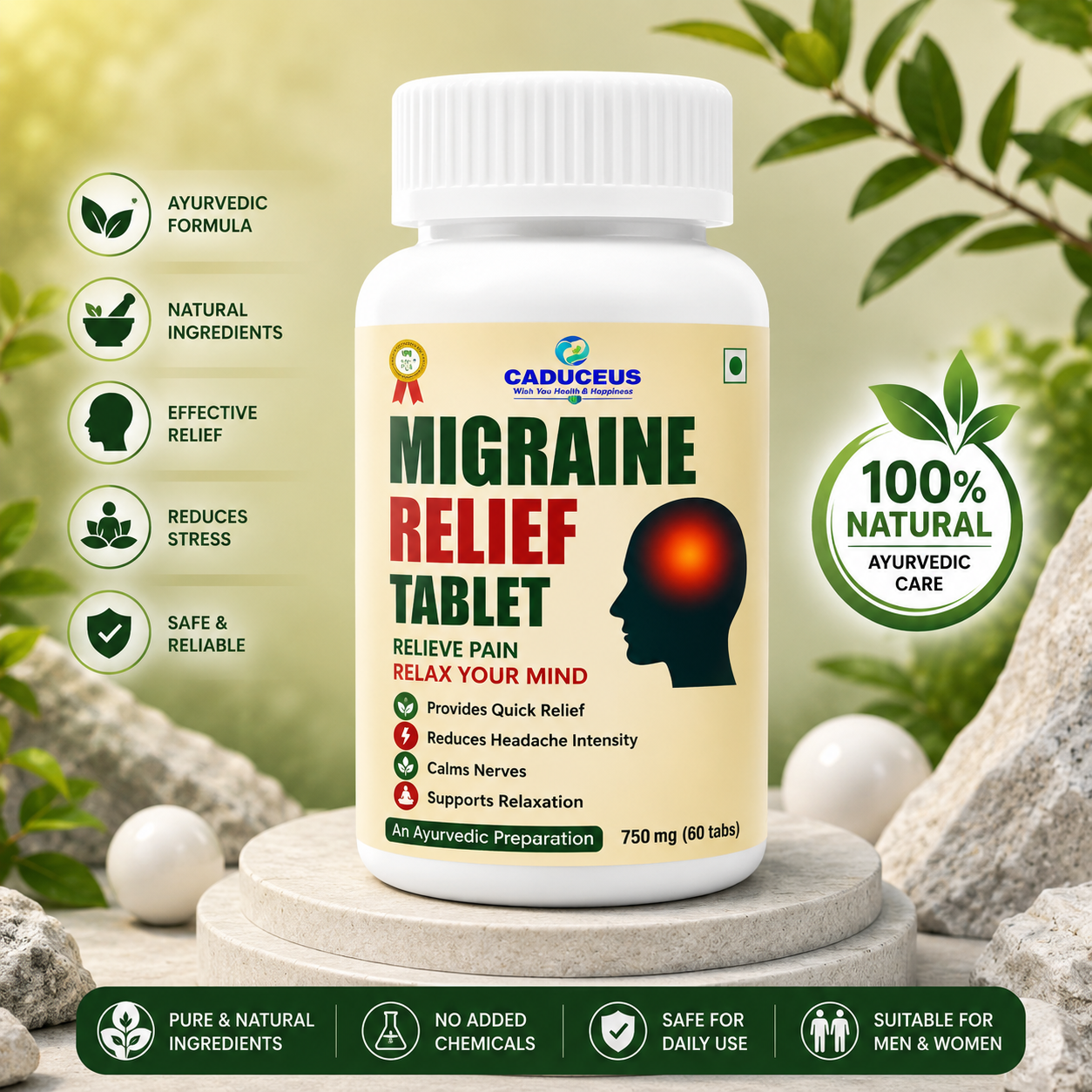 Migraine Relief Tablet - Caduceus wellness product